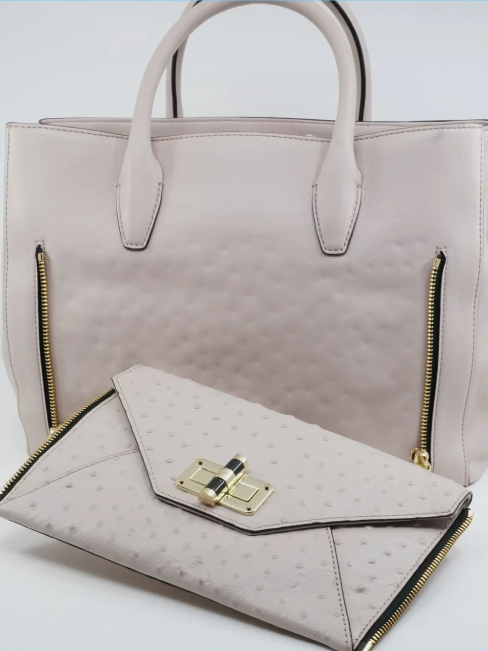 DIANE VON FURSTENBERG Secret Agent Structured Pale Pink Leather Bag